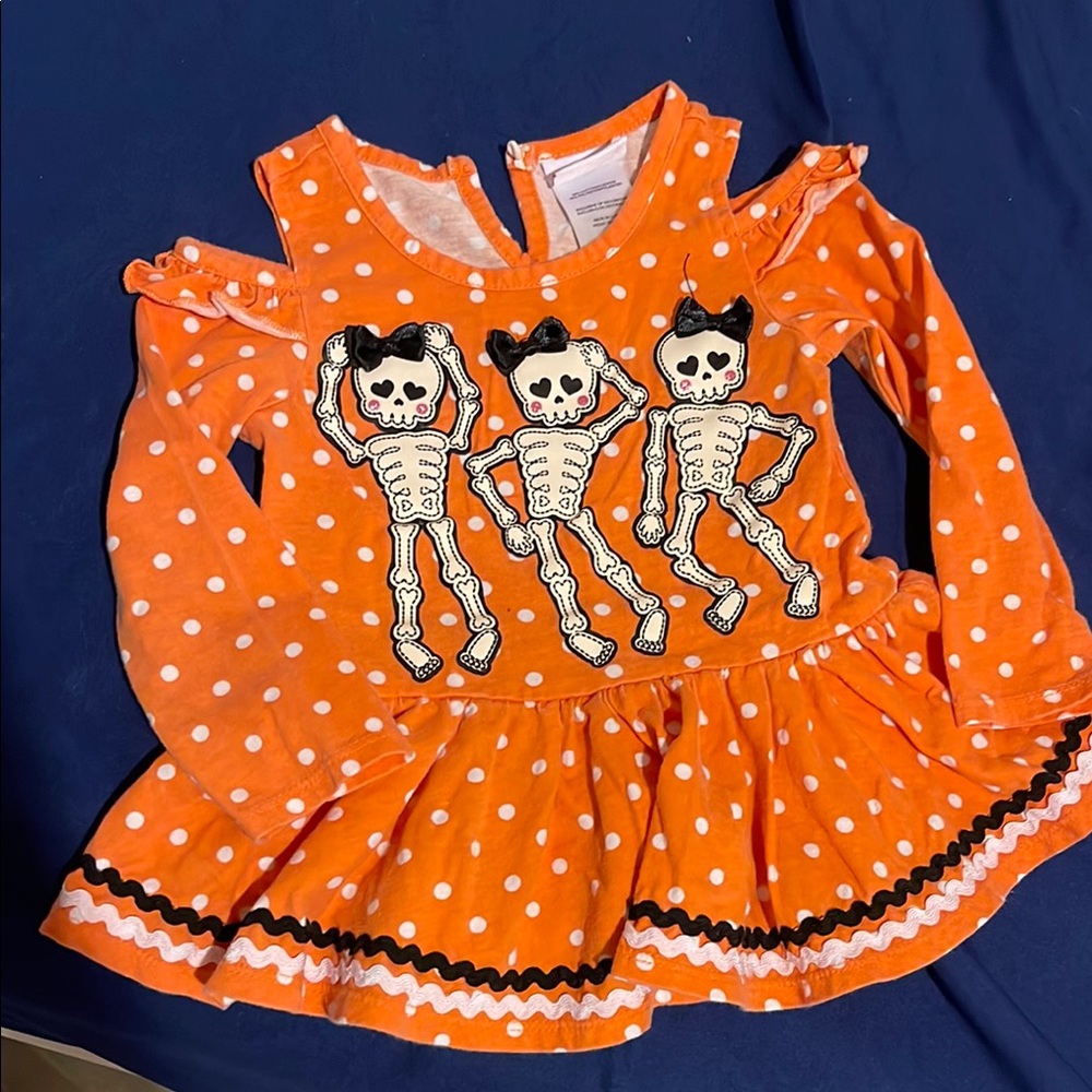 Orange Skeleton Halloween Kids Shirt